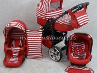 Carro de bebé Milano 3 piezas Rayas Rojas y blancas